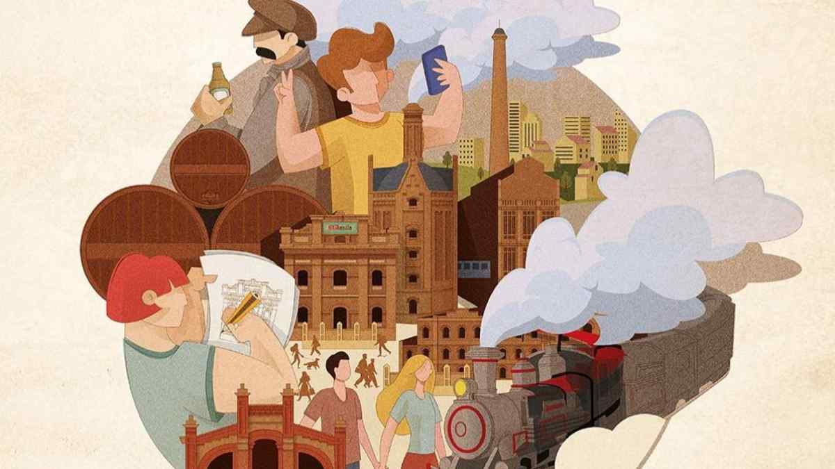 Recorrido urbano Miguitas en Arganzuela con ilustración de su pasado industrial y evolución histórica en Madrid