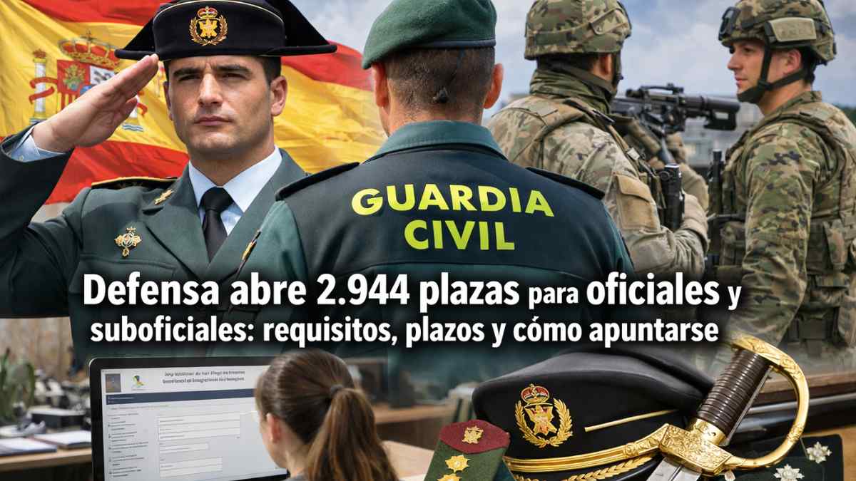 Defensa abre 2944 plazas para oficiales y suboficiales en 2026 con soldados y Guardia Civil