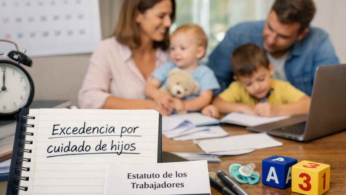 Excedencia por cuidado de hijos en España con familia y documentos del Estatuto de los Trabajadores
