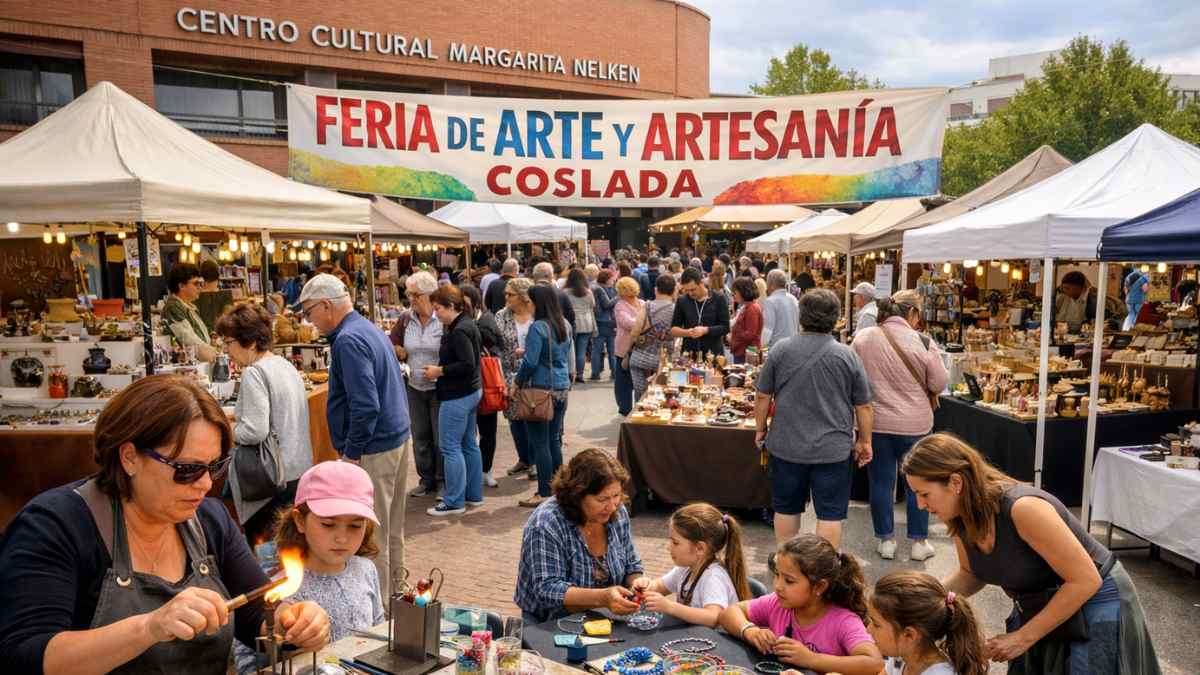 Feria de arte y artesanía en Coslada con puestos y talleres gratis para familias en el Centro Cultural Margarita Nelken