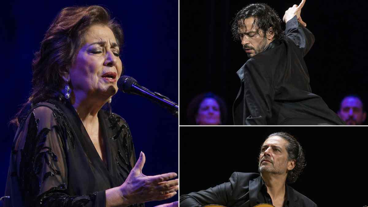Carmen Linares cantando en el festival flamenco de Fuenlabrada junto a baile y guitarra en directo