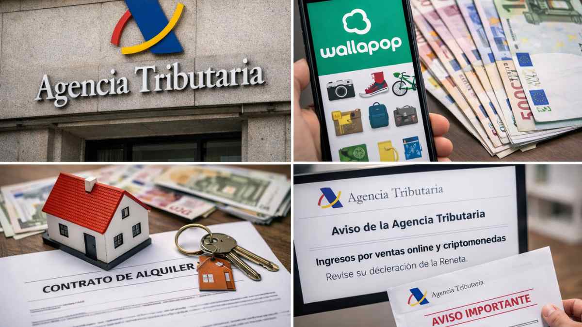 Hacienda avisos renta ventas Wallapop alquileres criptomonedas Agencia Tributaria euros