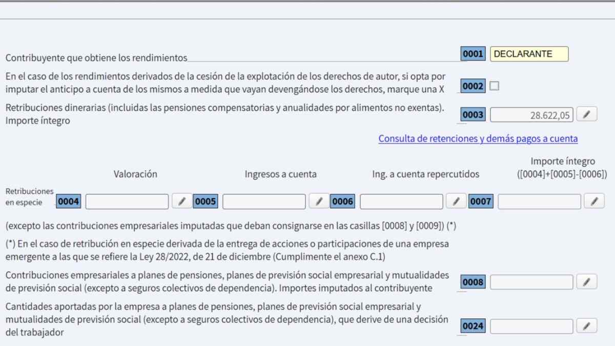 borrador renta 2025 casillas ingresos rendimientos trabajo agencia tributaria ejemplo declaracion