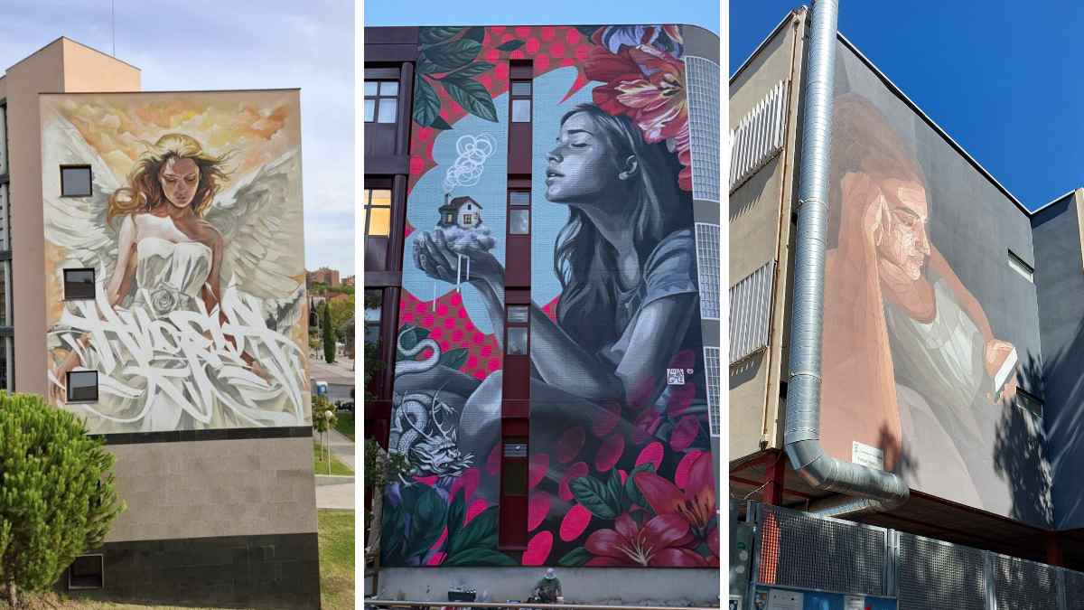 Murales de arte urbano en edificios de Moratalaz Madrid dentro del proyecto Muraltalaz