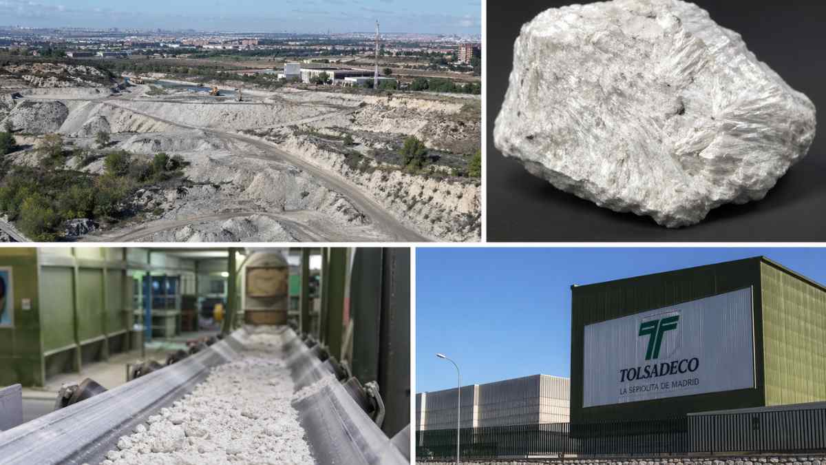mina de sepiolita en Madrid con extracción y procesamiento industrial para reducir dependencia de China