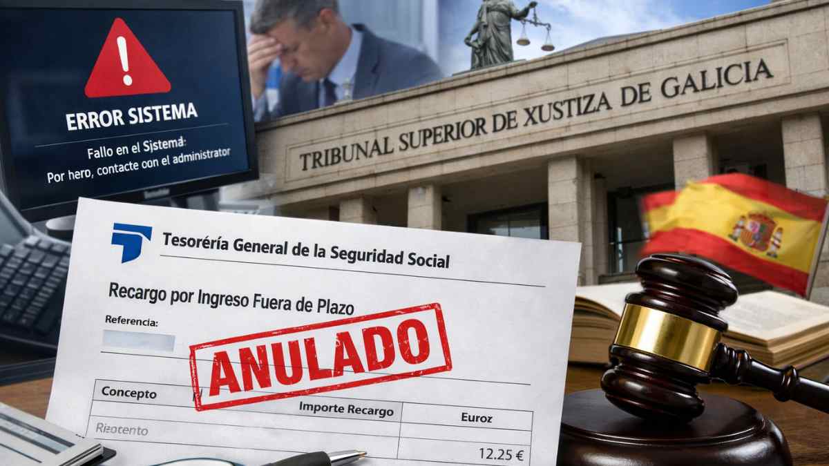 Recargo de la Seguridad Social anulado por fallo del sistema informático según sentencia del TSJ de Galicia