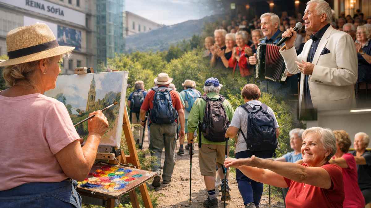 Semana del Mayor 2026 en Madrid con mayores realizando senderismo, pintura, ejercicio y conciertos en el distrito Centro