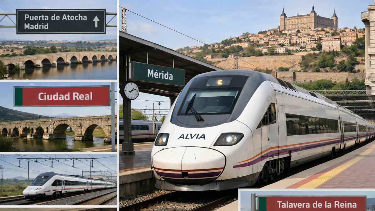 Tren Alvia en Mérida con conexiones ferroviarias entre Madrid, Extremadura y Castilla-La Mancha sin transbordos