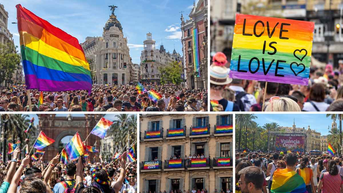 Celebración del Orgullo 2026 en España con asistentes, banderas arcoíris y eventos del Pride en Madrid, Barcelona y otras ciudades