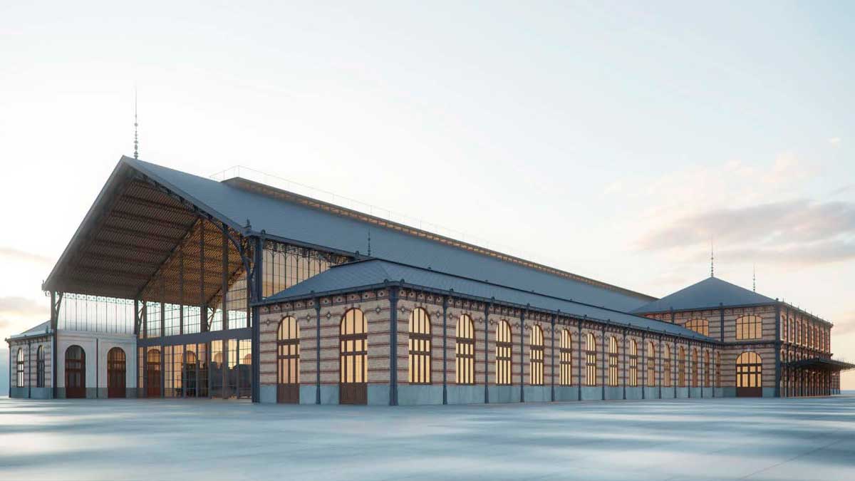 Estación de Delicias rehabilitada con su diseño original al atardecer
