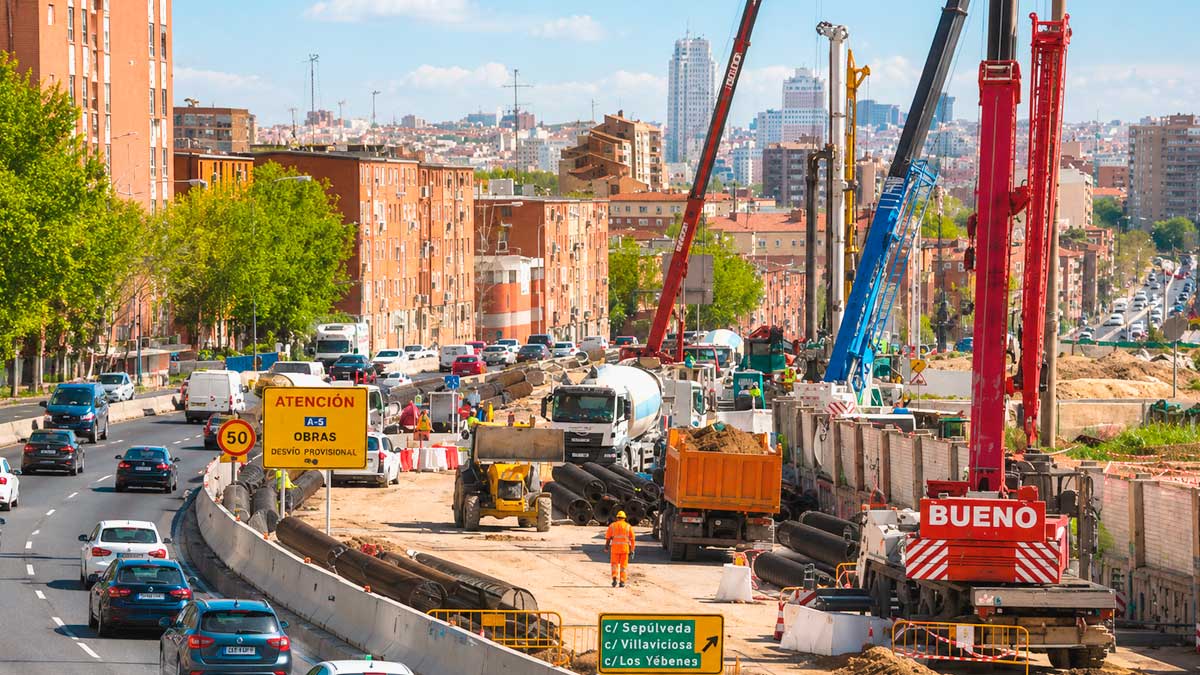 Obras de la A-5 en Madrid para eliminar el baipás de Los Yébenes