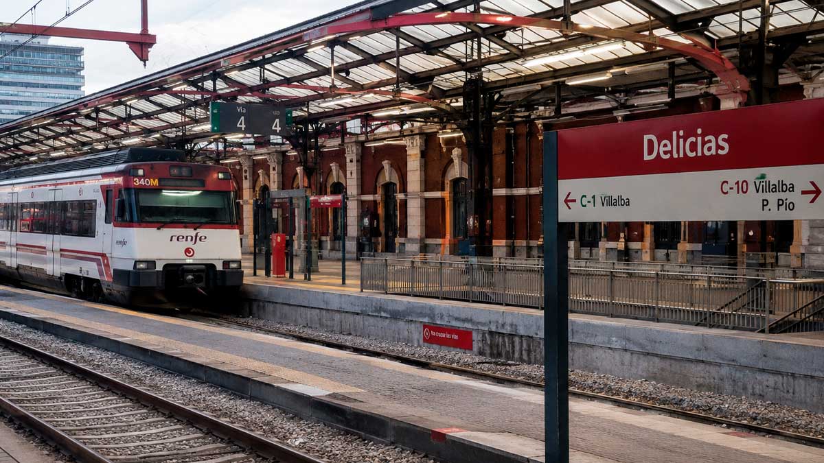 Estación de Delicias de Cercanías Madrid donde Adif realiza trabajos nocturnos de mantenimiento en las vías.
