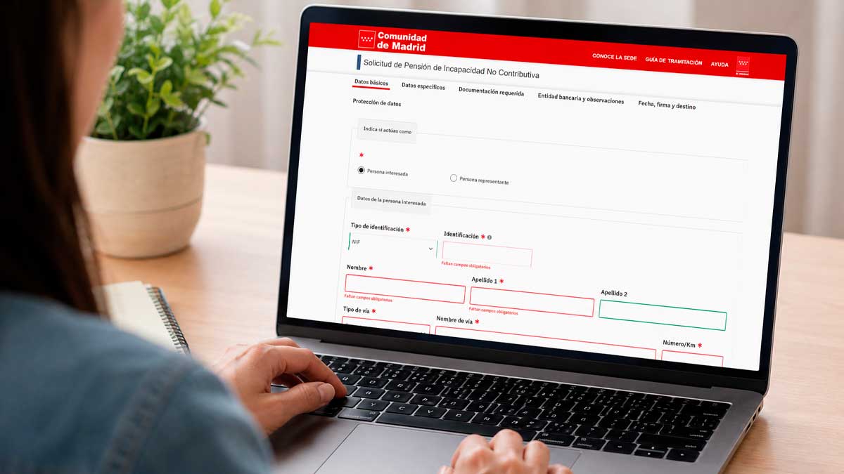 Formulario online para solicitar la PNC en Madrid