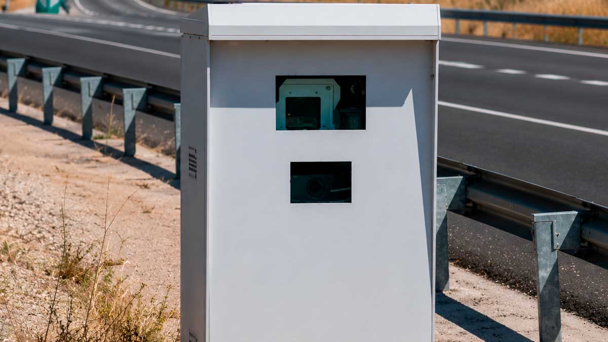 Radar de la M-40 instalado junto a la carretera, el que más sanciones impone en España
