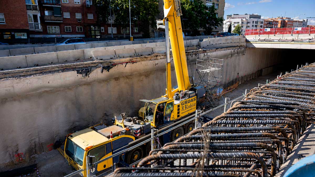 Obras del soterramiento de la A-5 en la conexión con el túnel de la M-30 en Madrid.