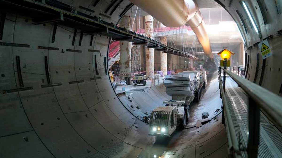 Tuneladora Mayrit durante las obras de ampliación de la Línea 11 de Metro de Madrid.