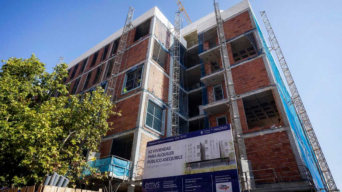 Obras de las viviendas de alquiler asequible de Vicálvaro La Catalana 4 en Madrid.