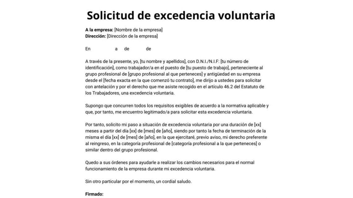 Solicitar excedencia laboral voluntaria