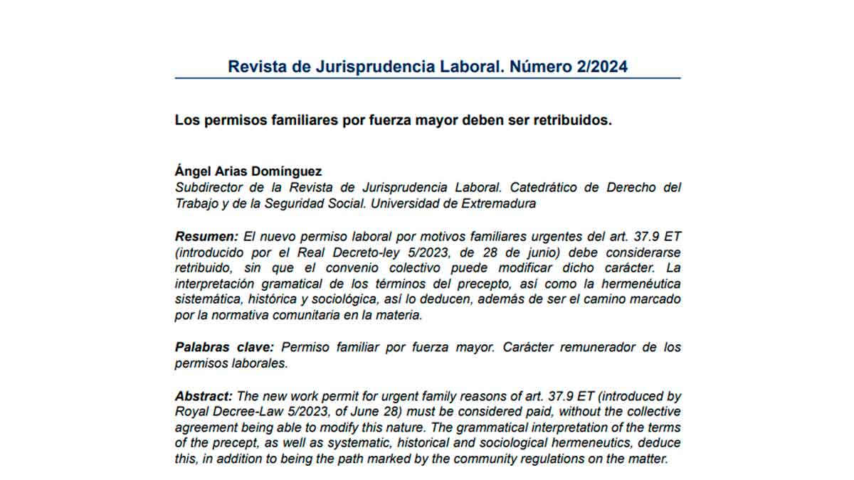 Permiso retribuido de 4 días