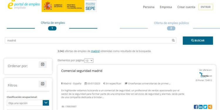 Ofertas de empleo SEPE