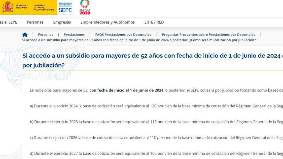 Cambios en la cuantía del subsidio para mayores de 52 años