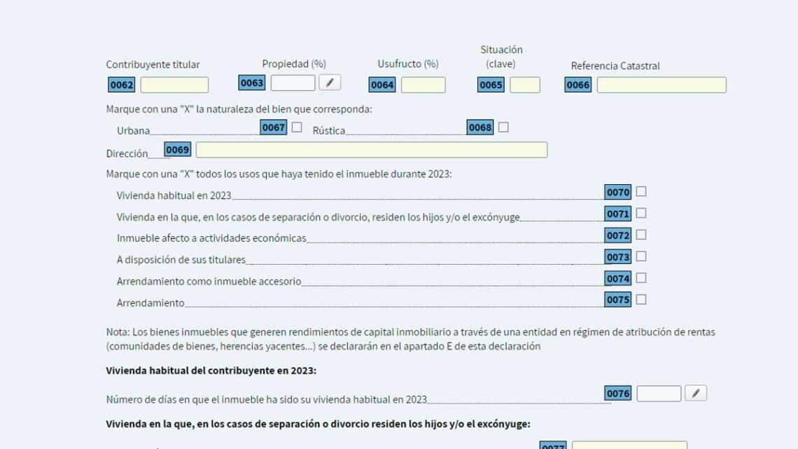 Casillas de la declaración de la Renta