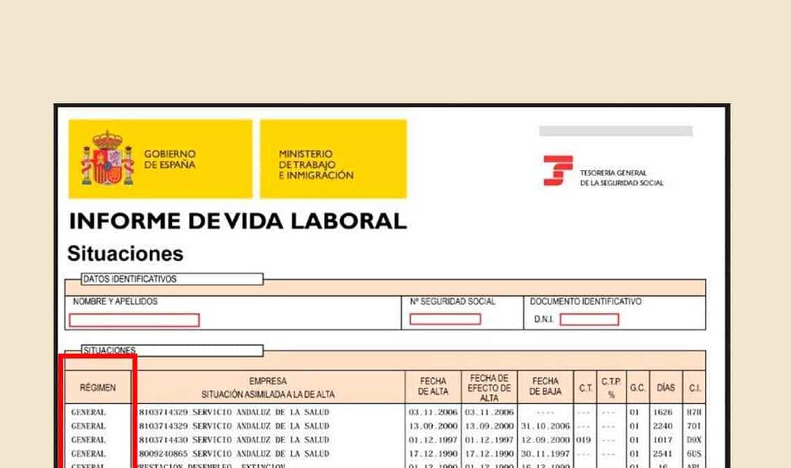 Significado columnas vida laboral