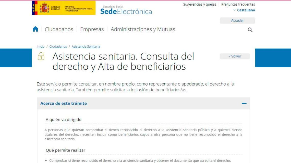 Dar de alta beneficiario asistencia sanitaria