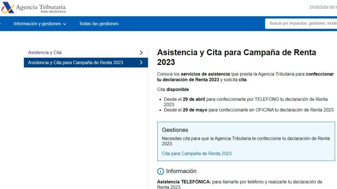 Pedir cita Hacienda para hacer la declaración de la Renta presencial