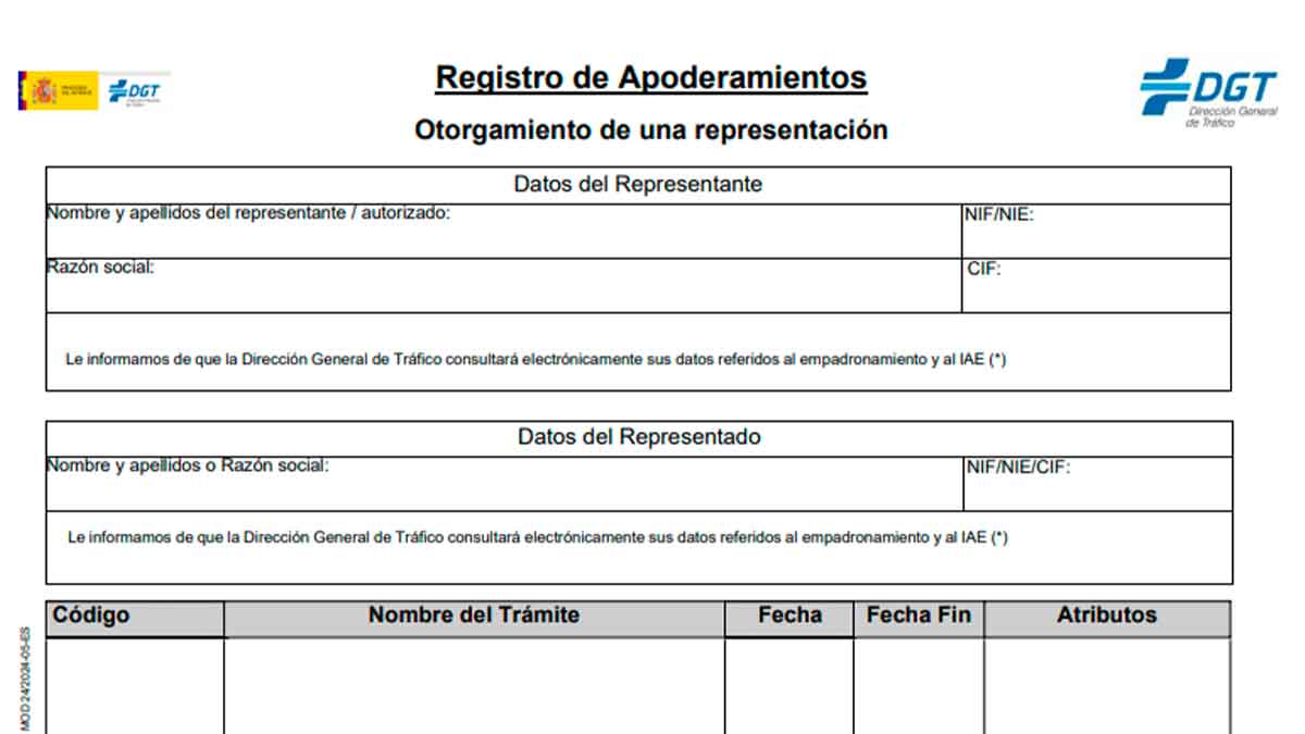 Formulario DGT identificar conductor vehículo