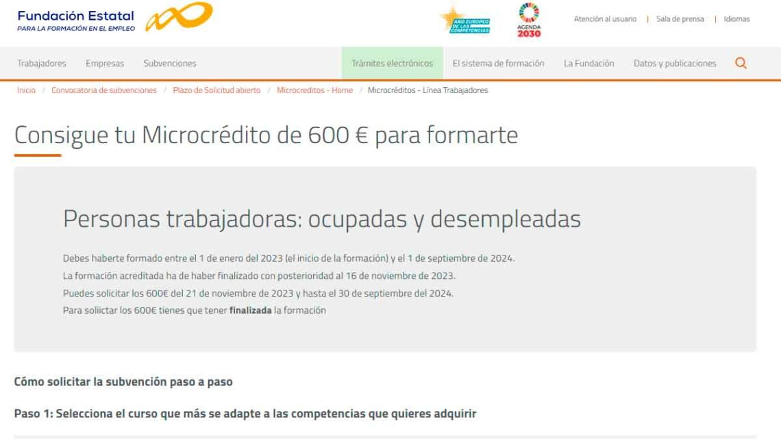 Ayuda del SEPE de hasta 600 euros para formación.