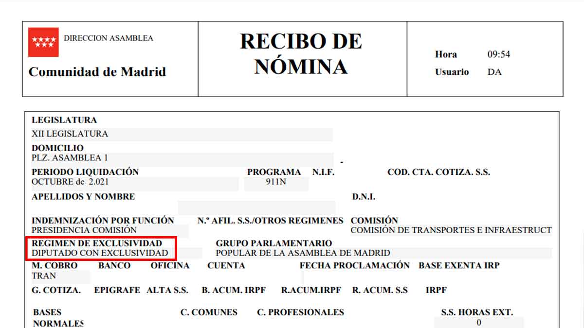 Nóminas diputados españoles