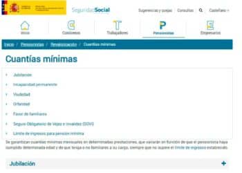 Pensiones máximas y mínimas en España