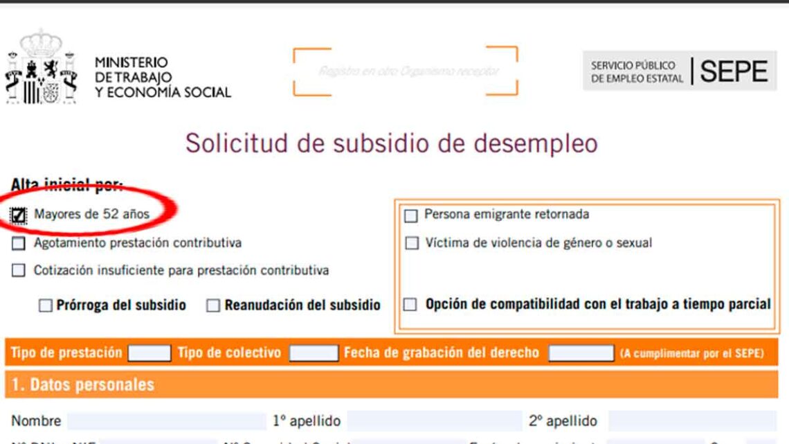 Solicitar subsidio mayores 52 años