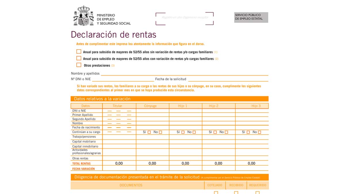 Subsidio para mayores de 52 años.