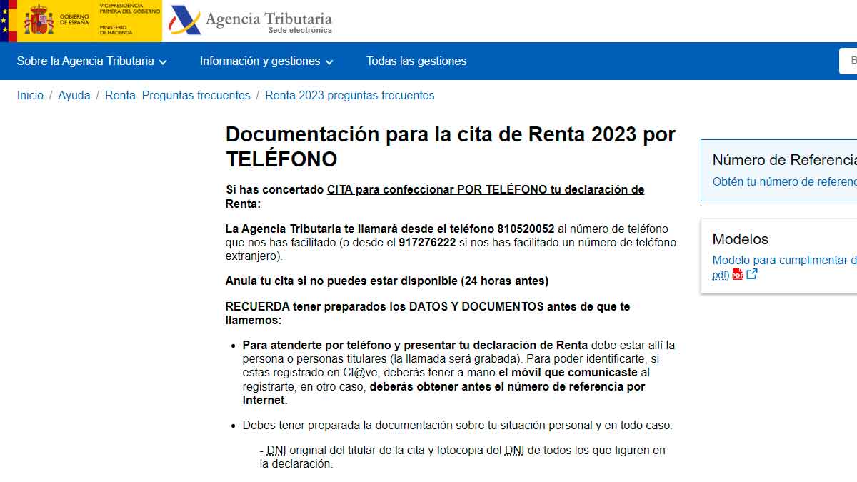 Cita previa para hacer la declaración de la renta por teléfono